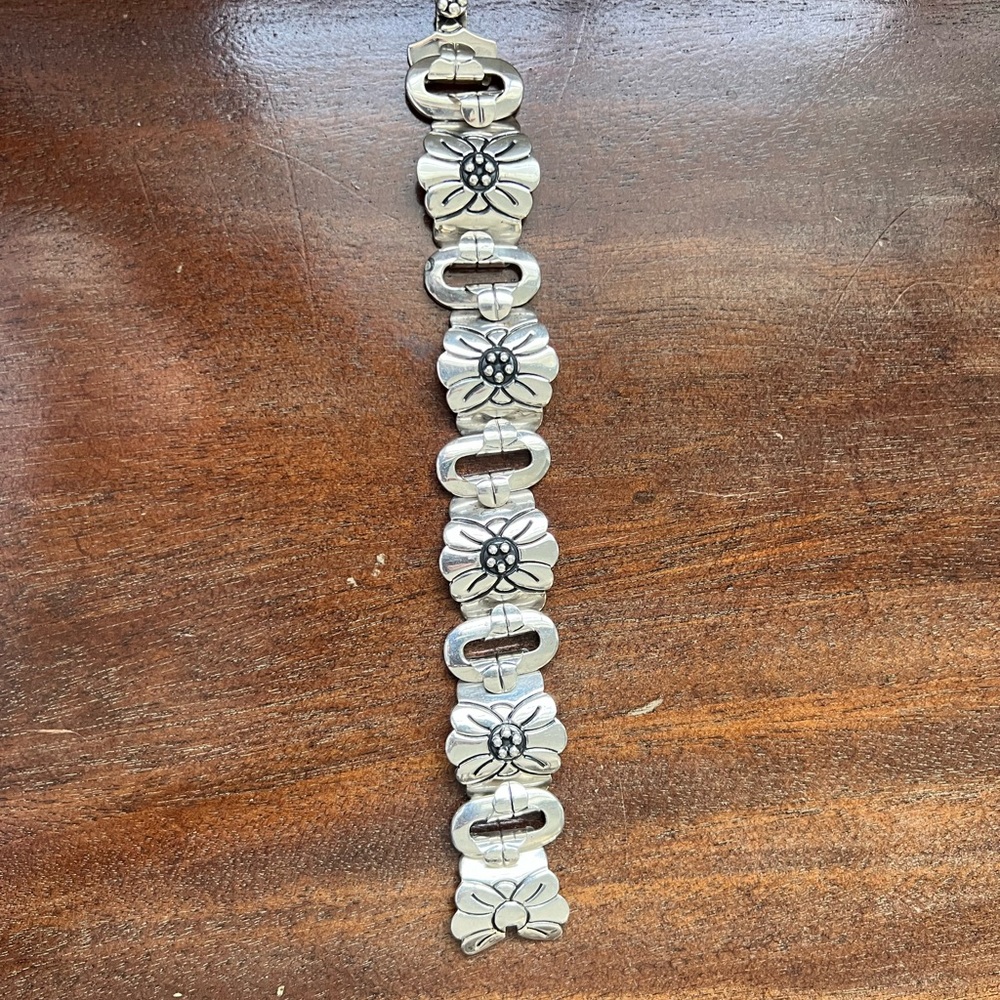 Floral MWS .925 Mexico silver bracelet